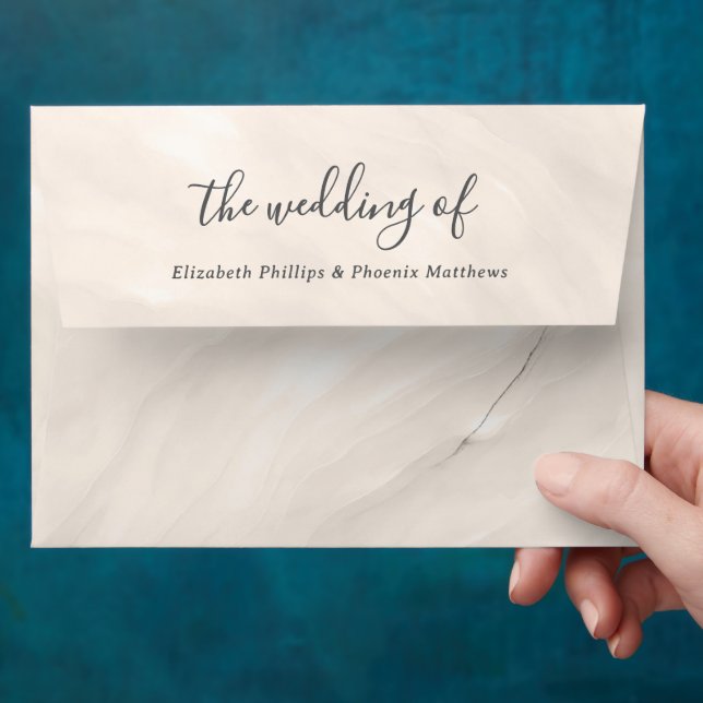 Minimal Champagne Pearl Bow 5x7 Wedding Invitation Envelope (Hand)
