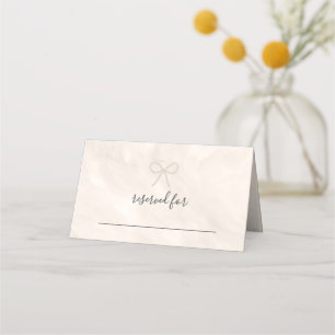 Minimal Champagne Pearl Bow Wedding Escort Place Card