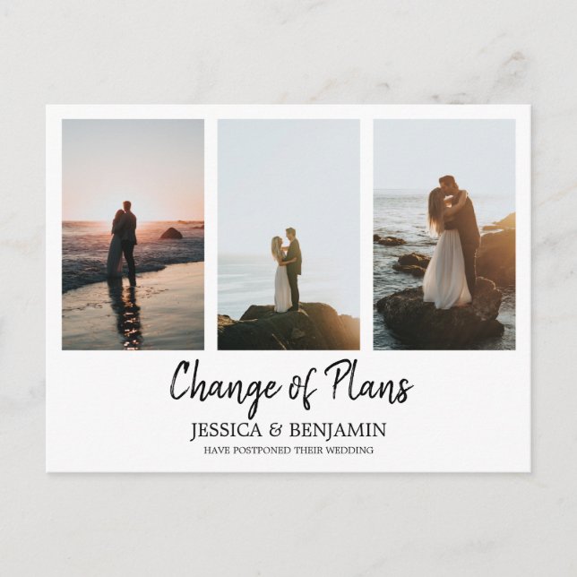 Minimal Change of Plans with Photo Collage Postcard (Front)