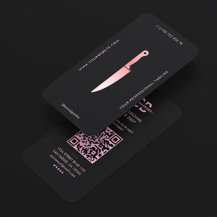 Minimal Chef Black Pink Kitchen Knife  Business Card