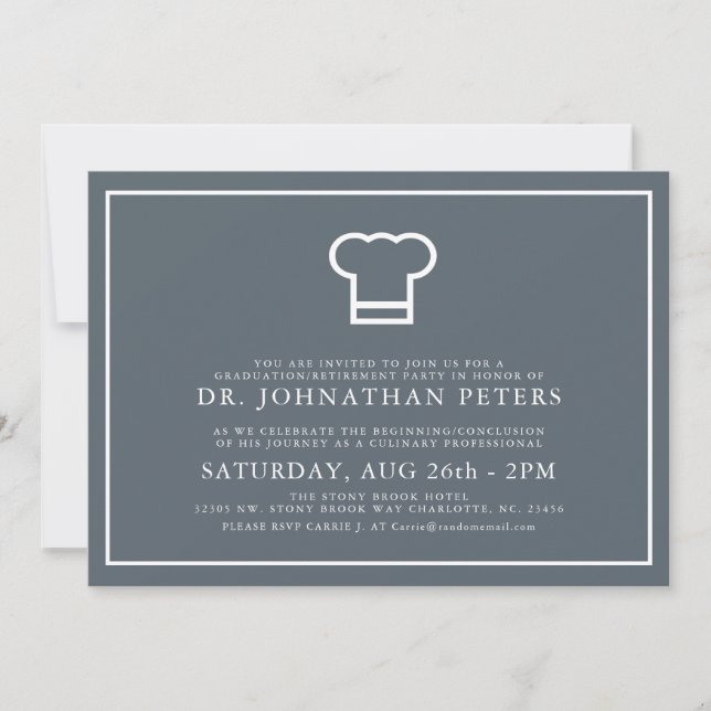 Minimal Chef Graduation|Retirement Invite (Front)