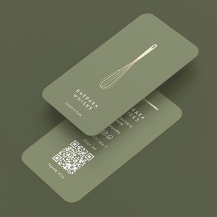 Minimal Chef Whisk Sage Baker Pastry Business Card