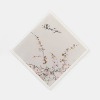 Minimal Cherry Blossom Branches in Glass Vase Napkin