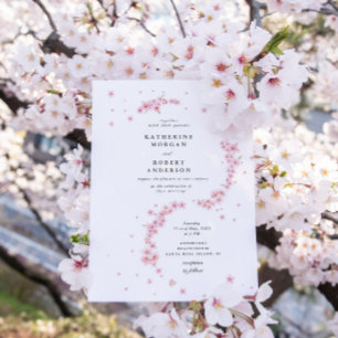 Minimal Cherry Blossom Floral Wedding Invitation