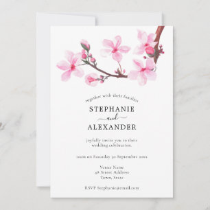 Minimal Cherry Blossom Wedding Invite