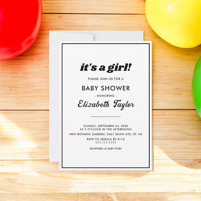 Minimal Chic Black And White Elegant Baby Shower Invitation (Creator Uploaded)