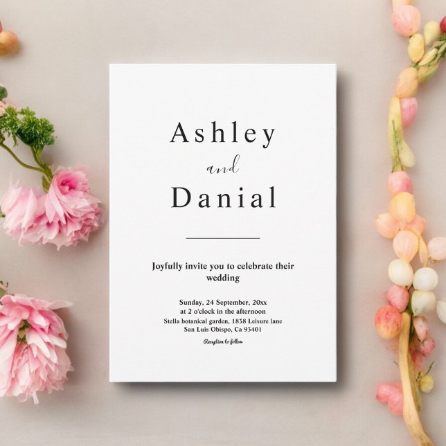 Minimal Chic Black And White Formal Wedding Invitation (Creator Uploaded)