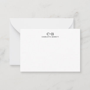 Minimal Chic Black and White Monogram  Card