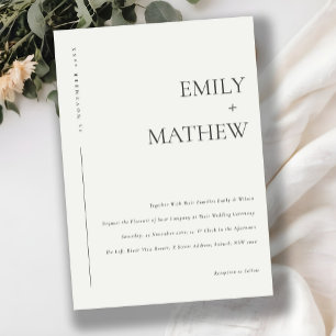 Minimal Chic Black and White Typography Wedding Invitation