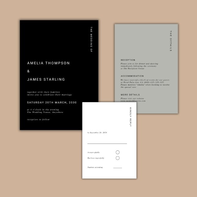 Minimal & Chic Black Modern Simple Wedding Invitation (Creator Uploaded)