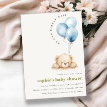 Minimal Chic Blue Bearly Wait Balloon Baby Shower
