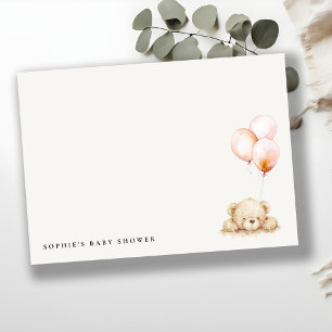 Minimal Chic Blush Bearly Wait Balloon Baby Shower Card