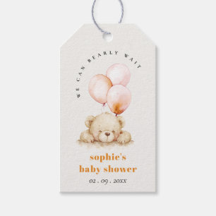 Minimal Chic Blush Bearly Wait Balloon Baby Shower Gift Tags