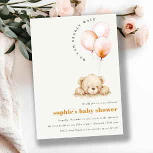 Minimal Chic Blush Bearly Wait Balloon Baby Shower Invitation