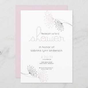 Minimal Chic Blush Pink and Charcoal Flowers Invitation