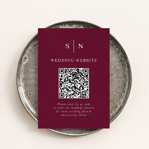 Minimal Chic Burgundy Scannable QR Code Wedding Enclosure Card