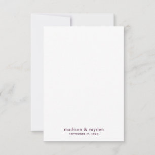 Minimal Chic Burgundy Wine Monogram Photo Wedding Thank You Card