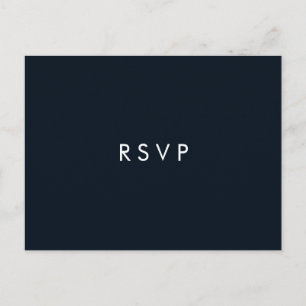 Minimal chic Dark Blue Wedding RSVP MEAL CHOICE Invitation Postcard