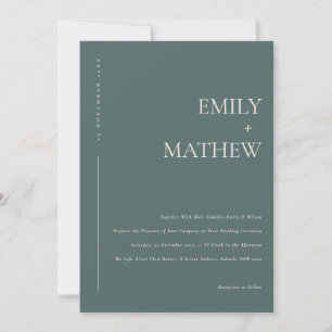 Minimal Chic Dusky Green Blush Typography Wedding Invitation