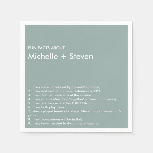 Minimal Chic Dusty Blue  | FUN FACT WEDDING Napkin (Front)