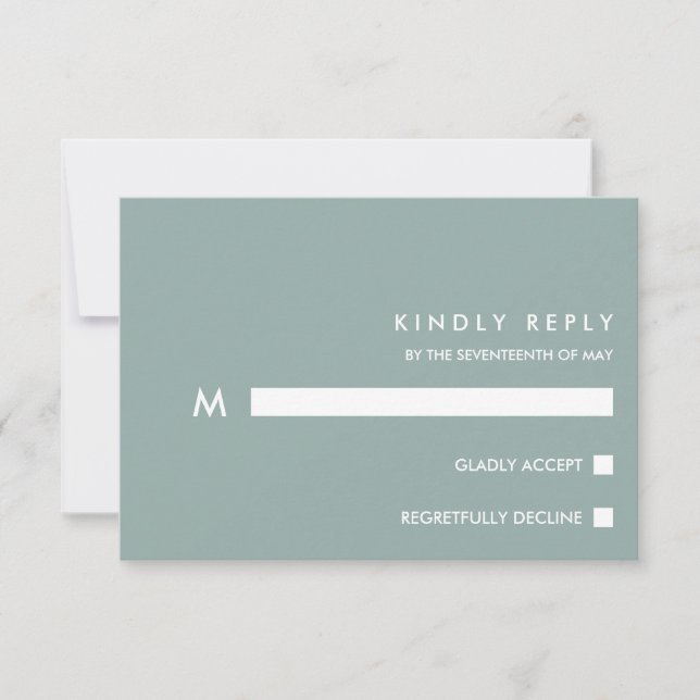 Minimal Chic Dusty Blue |  Typography Wedding RSVP (Front)