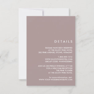 Minimal Chic Dusty Plum    Wedding Guest Details Invitation