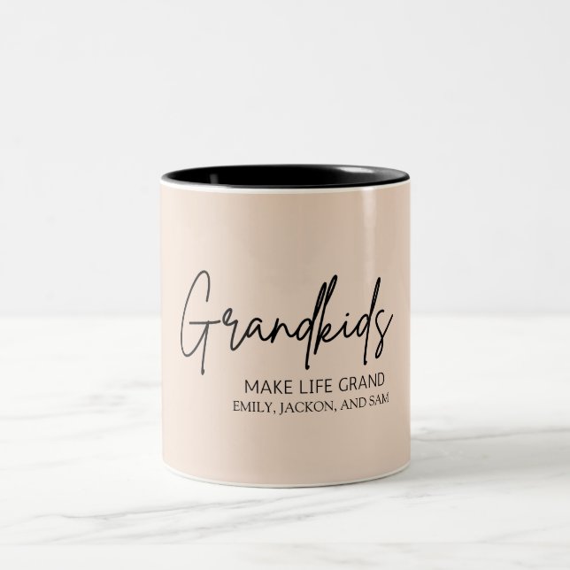 Minimal Chic Grandkids make life Grand  Two-Tone Coffee Mug (Center)
