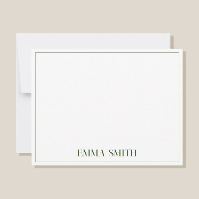 Minimal Chic Green Personalised Monogram Card (Creator Uploaded)