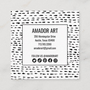 Minimal Chic Handmade Dashes Dots Black & White  Discount Card