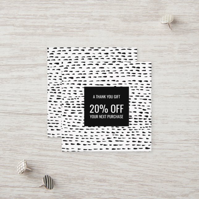 Minimal Chic Handmade Dashes Dots Black & White  Discount Card (Front/Back In Situ)