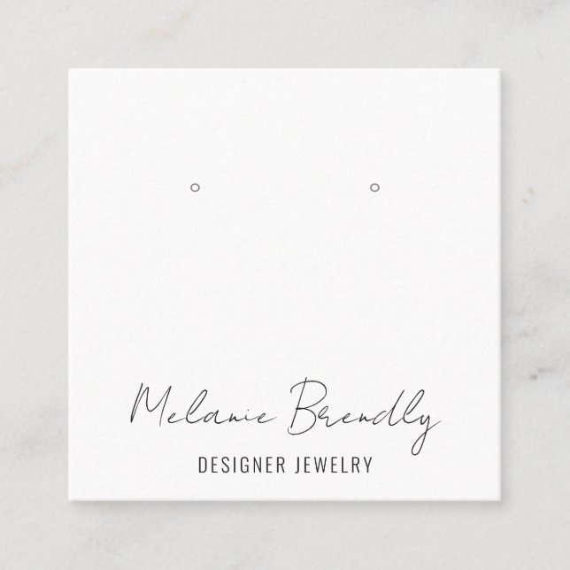 Minimal Chic Jewellery Earring Display  Square Business Card (Front)