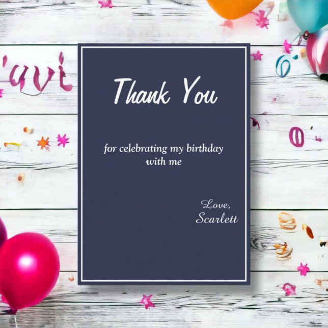 Minimal Chic Navy Blue White Delicate 1st Birthday Thank You Card (Creator Uploaded)