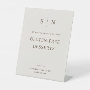 Minimal Chic Neutral Gluten-Free Desserts Wedding Pedestal Sign