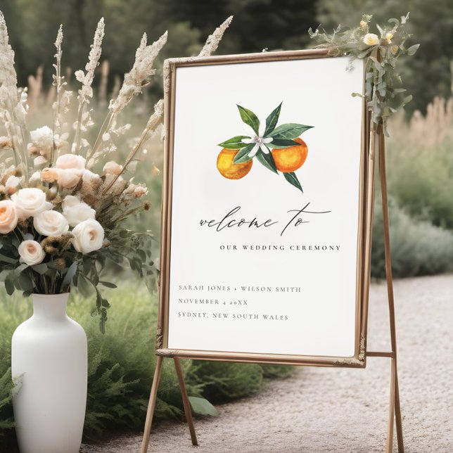 Minimal Chic Orange Boho Botanical Wedding Welcome Poster (Creator Uploaded)