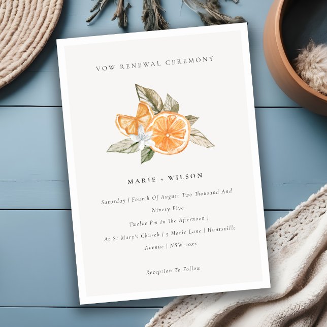 Minimal Chic Orange Boho Fauna Vow Renewal Invite (Creator Uploaded)