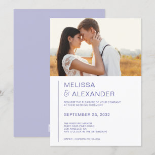 Minimal chic periwinkle photo wedding invitation