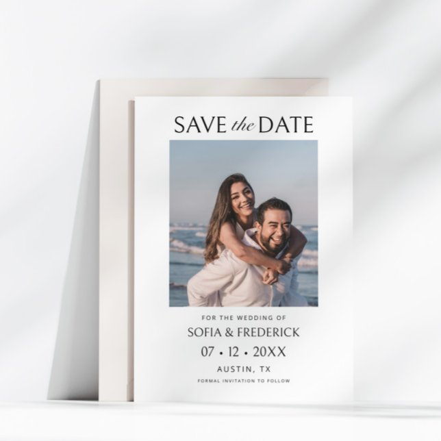 Minimal Chic Photo Black and White Wedding Save The Date (Creator Uploaded)