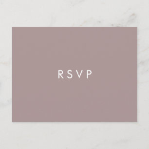 Minimal chic Plum Wedding RSVP MEAL CHOICE Invitation Postcard