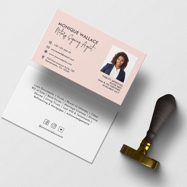 Minimal Chic Professional Photo Notary  Services  Business Card (Creator Uploaded)