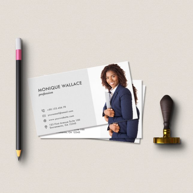Minimal Chic Professional Vertical Photo Icon Business Card (Creator Uploaded)