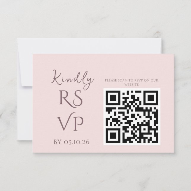 Minimal Chic Prune and Blush Wedding RSVP (Front)