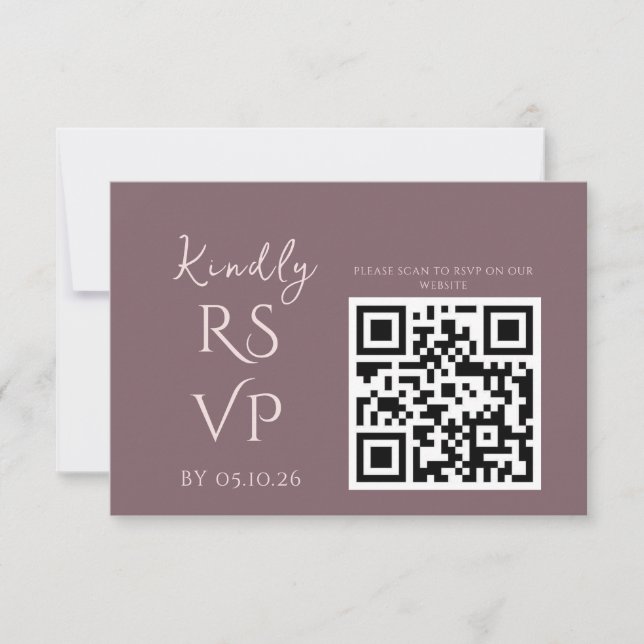 Minimal Chic Prune and Blush Wedding RSVP (Front)
