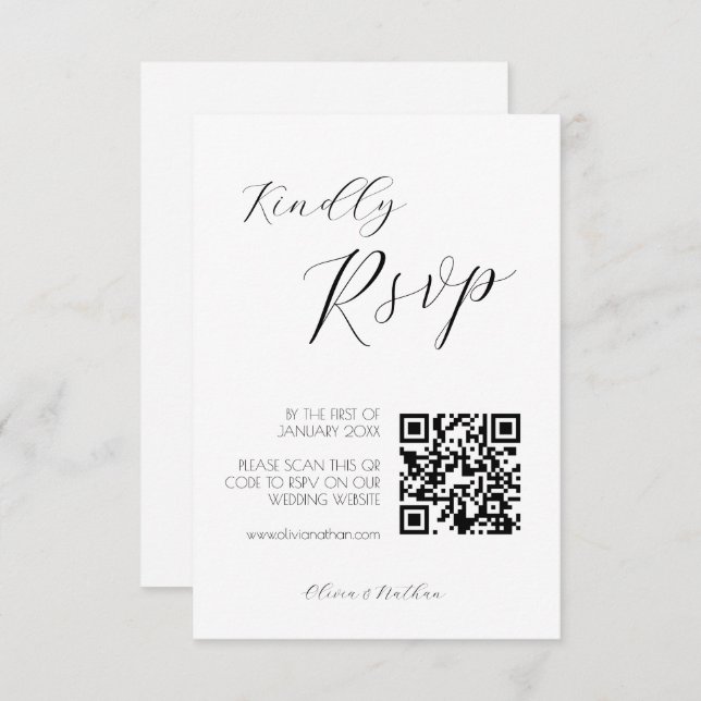 Minimal Chic Script Wedding rsvp card (Front/Back)