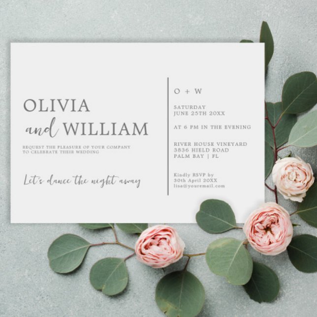 Minimal Chic Silver Grey Wedding Invitation (Creator Uploaded)