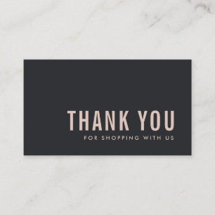 MINIMAL CHIC SIMPLE BLACK BLUSH THANK YOU SHOPPING BUSINESS CARD