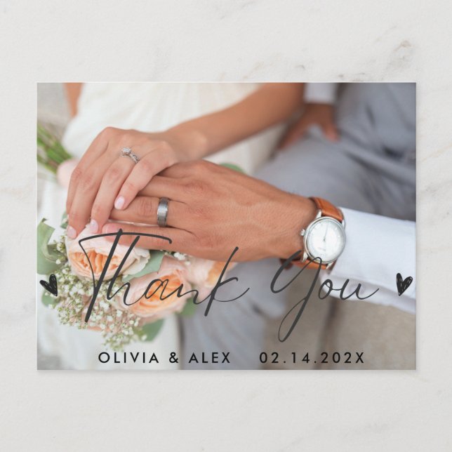 Minimal Chic | Stylish Calligraphy Thank You Postcard (Front)