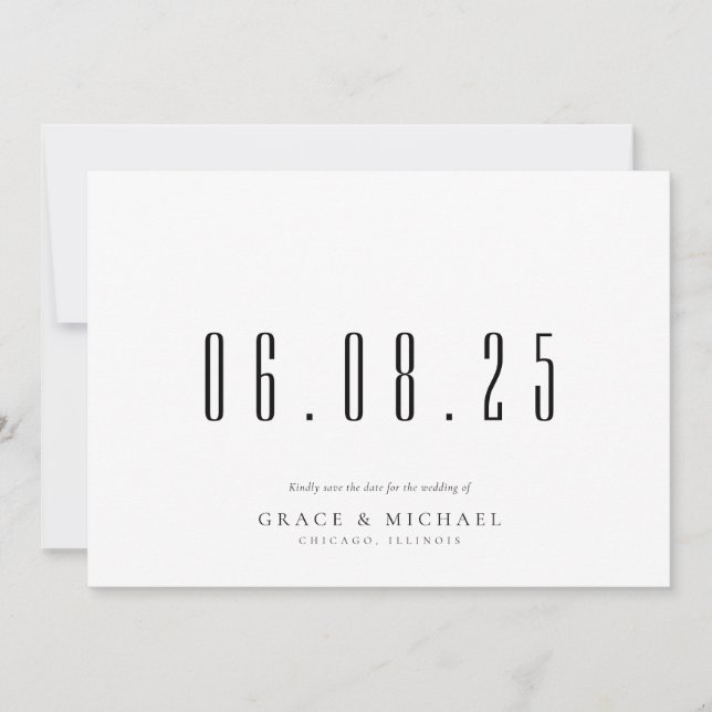 Minimal Chic Wedding Date Non-Photo Save The Date (Front)