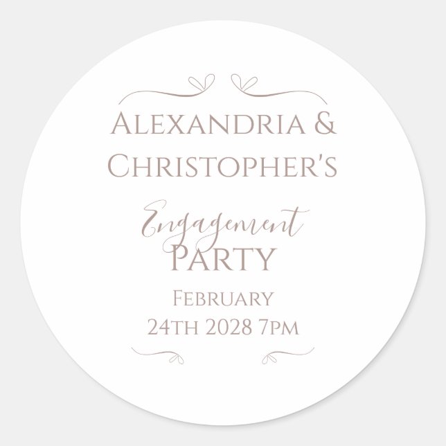 Minimal Chic Wedding Engagement Party Classic Round Sticker (Front)