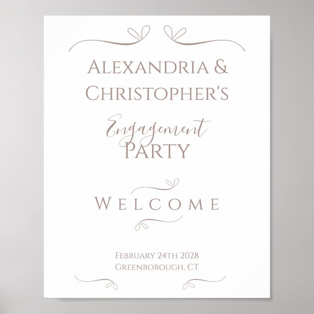 Minimal Chic Wedding Engagement Party Welcome Poster (Front)