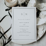 Minimal Chic | White and Sage Green Border Wedding Invitation<br><div class="desc">These elegant,  modern wedding invitations feature a simple white minimalist text design,  with sage green text and a classic frame at the border. Add your initials or monogram to make them completely your own.</div>